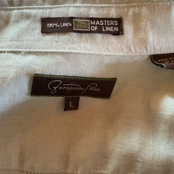 Fernando Pena Masters of Linen 100% Linen Men’s Casual Dress Shirt Sz L - Picture 6 of 8